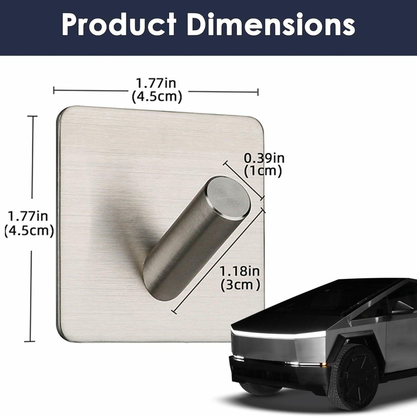 TSTESE 4PCS Stainless Steel Trunk Hooks for Tesla Cybertruck 2024-2025 Silver