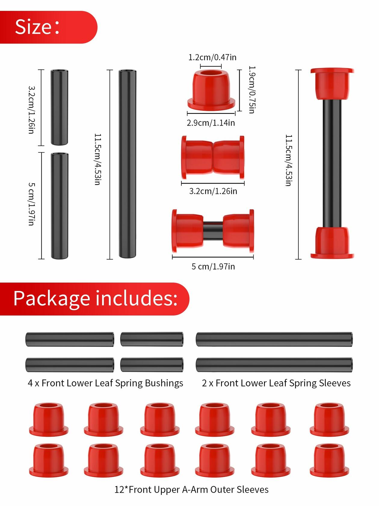 OVAS HOO Club Car Precedent Front Bushing Kit Polyurethane Black 2004-up