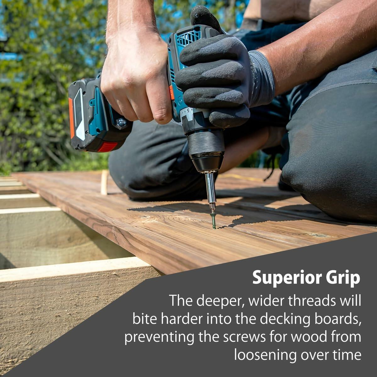 Decking Screws #9 3in Gold 100pcs Long Star Head Wood to Wood Screws