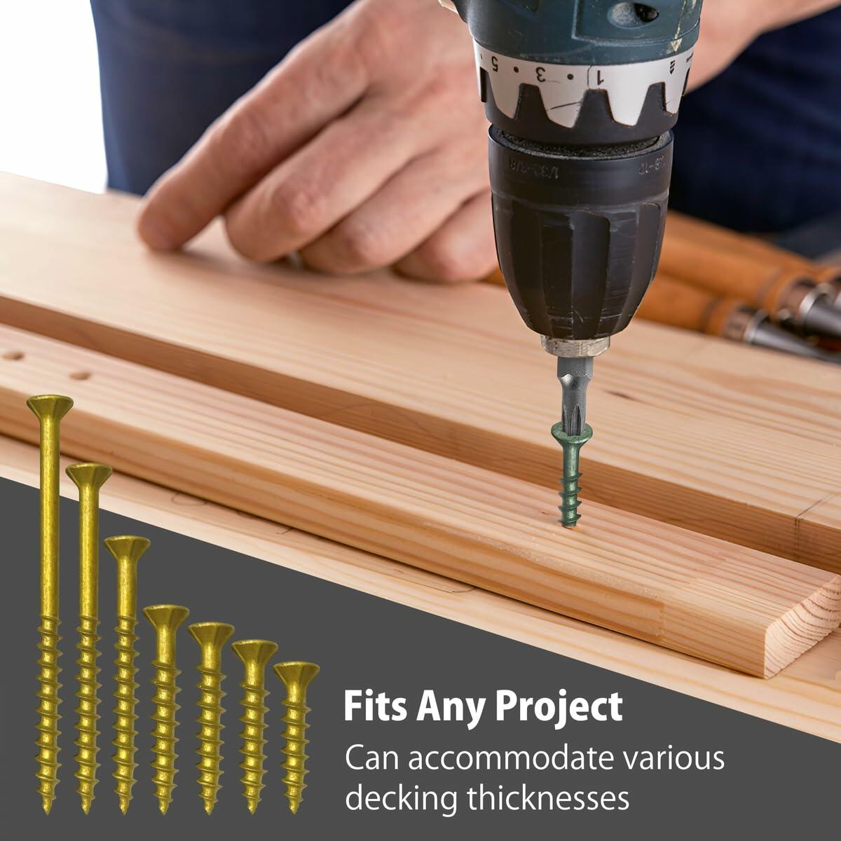 Decking Screws #9 3in Gold 100pcs Long Star Head Wood to Wood Screws