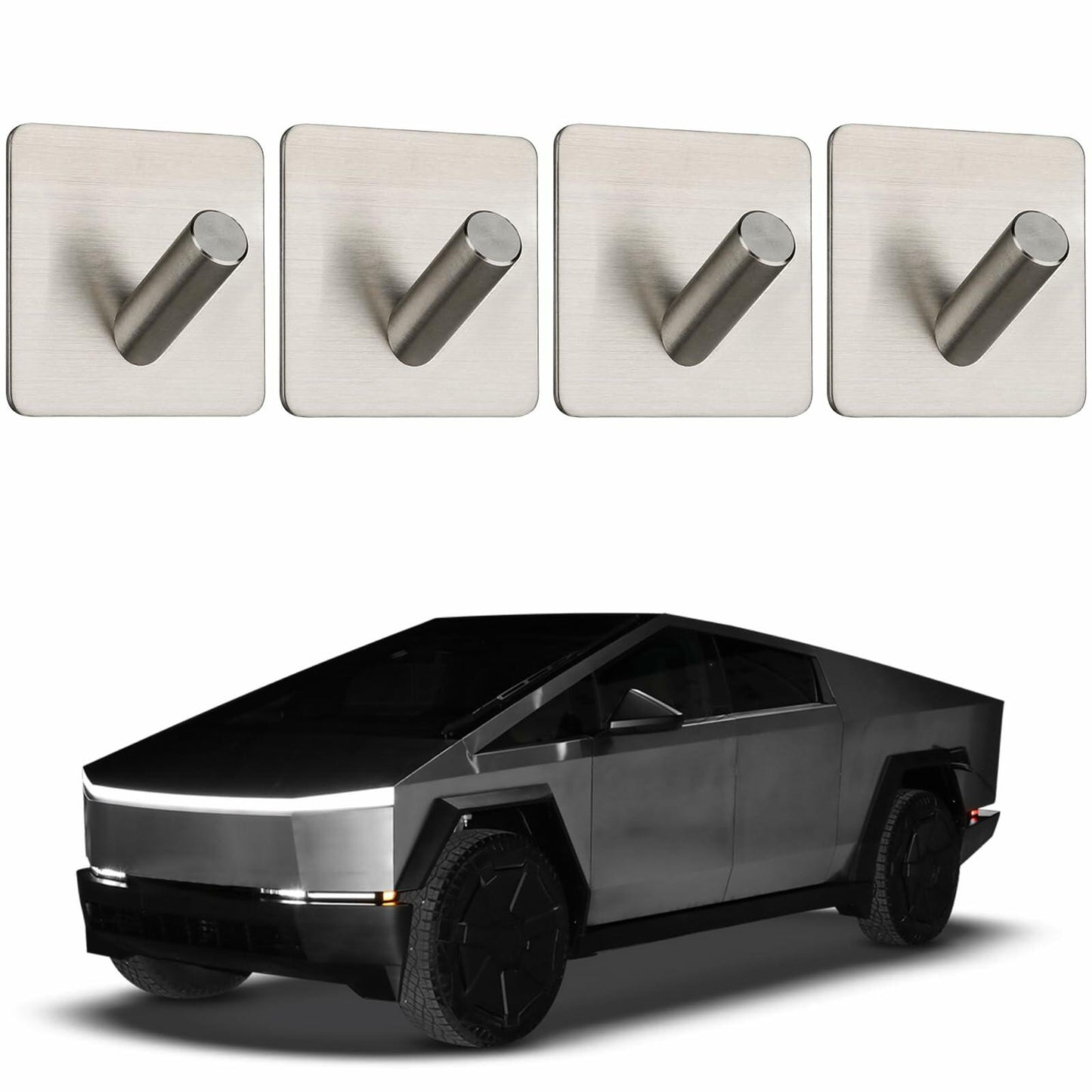 TSTESE 4PCS Stainless Steel Trunk Hooks for Tesla Cybertruck 2024-2025 Silver