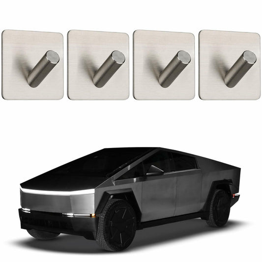 TSTESE 4PCS Stainless Steel Trunk Hooks for Tesla Cybertruck 2024-2025 Silver