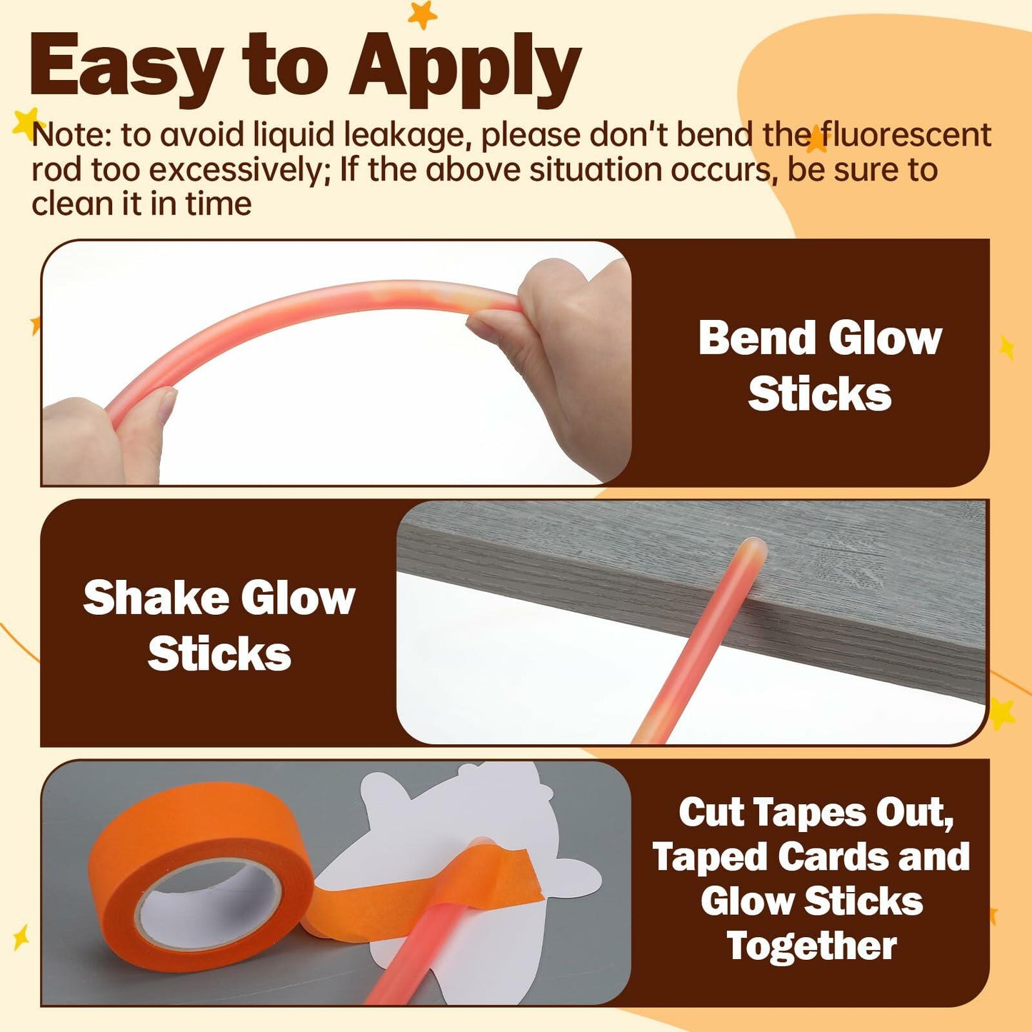 Realspring 24 Pcs Halloween Glow Sticks Purple Green Orange 0.4x7.8 Inch