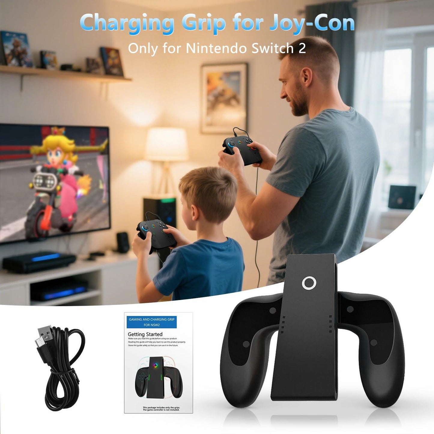 ALAFLY Charging Grip Stand for Nintendo Switch 2 Joy-Con Controller Black