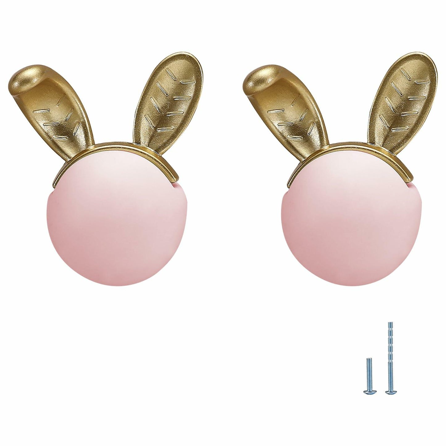 Evionlin 2pcs Pink Rabbit Ceramic Cabinet Knobs Drawer Pulls Kids Room