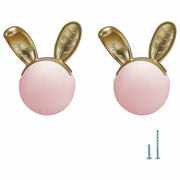 Evionlin 2pcs Pink Rabbit Ceramic Cabinet Knobs Drawer Pulls Kids Room
