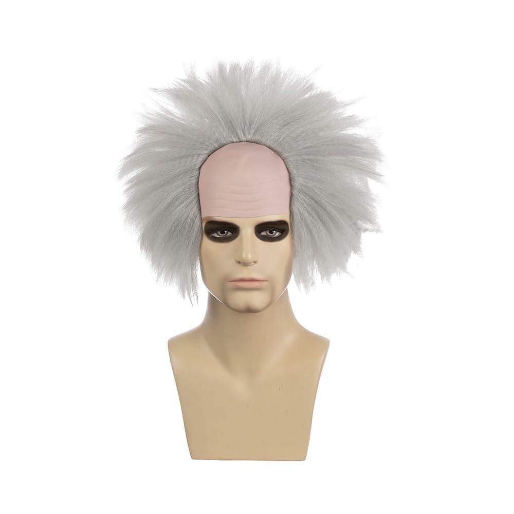 MUPUL Old Man Bald Grey Hair Wig Men Adults Cosplay Halloween Classic Style