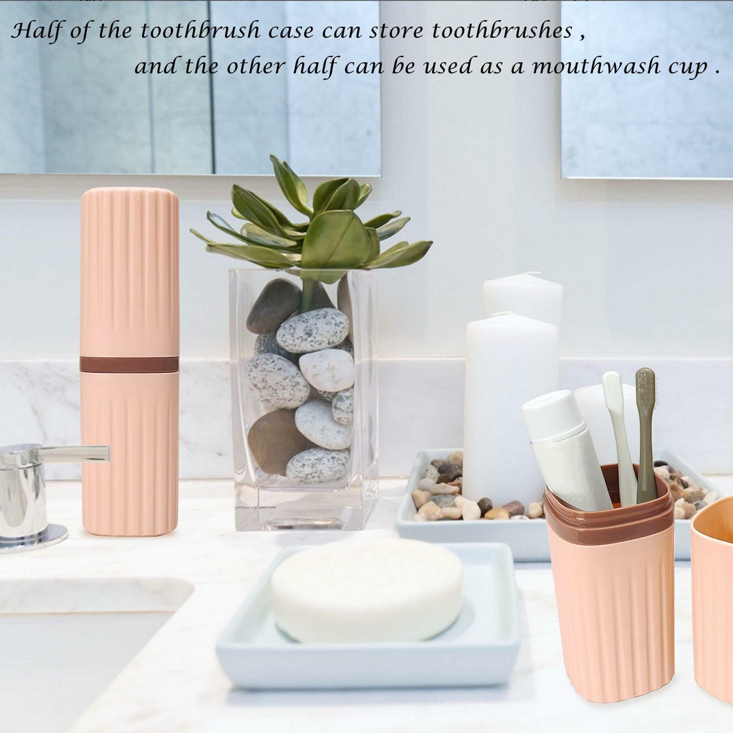 FALIZIFU Pink Travel Toothbrush Case Portable Holder Bathroom Camping