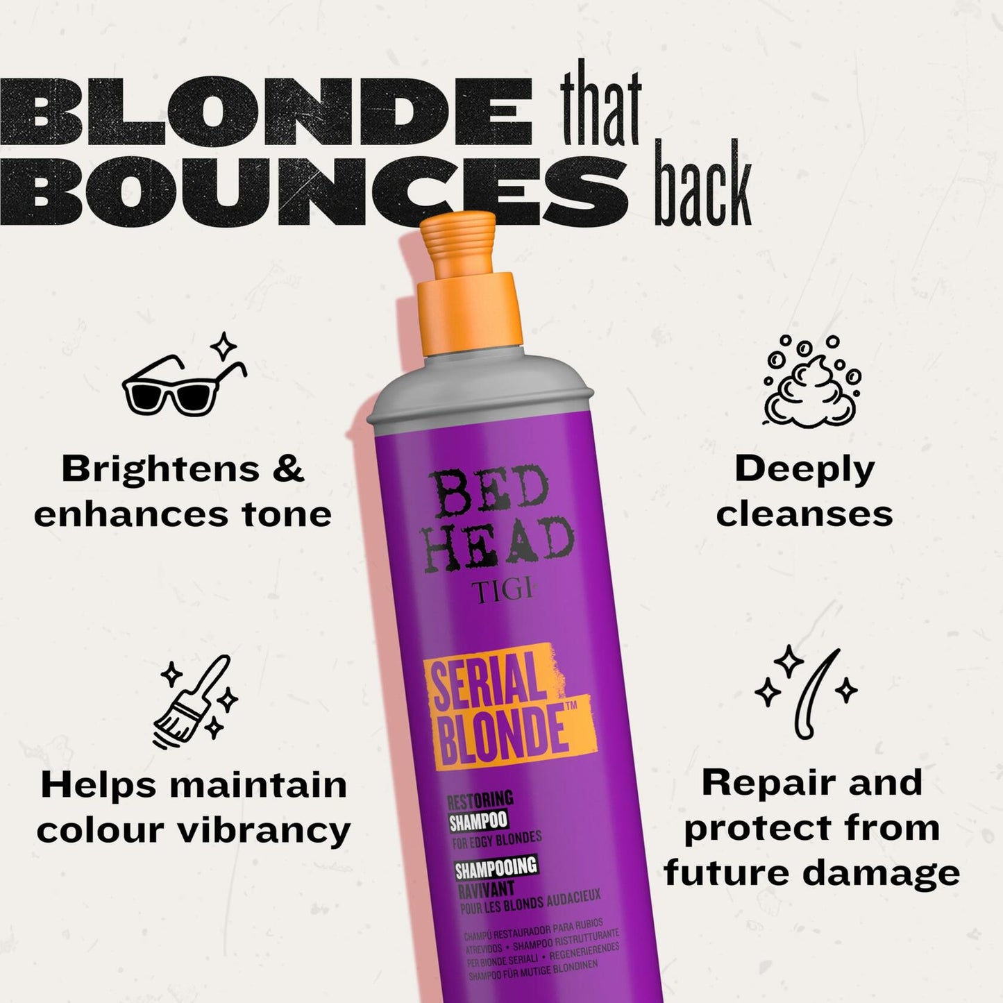 TIGI Bed Head Serial Blonde Restoring Shampoo Hydrolyzed Keratin 20.29oz