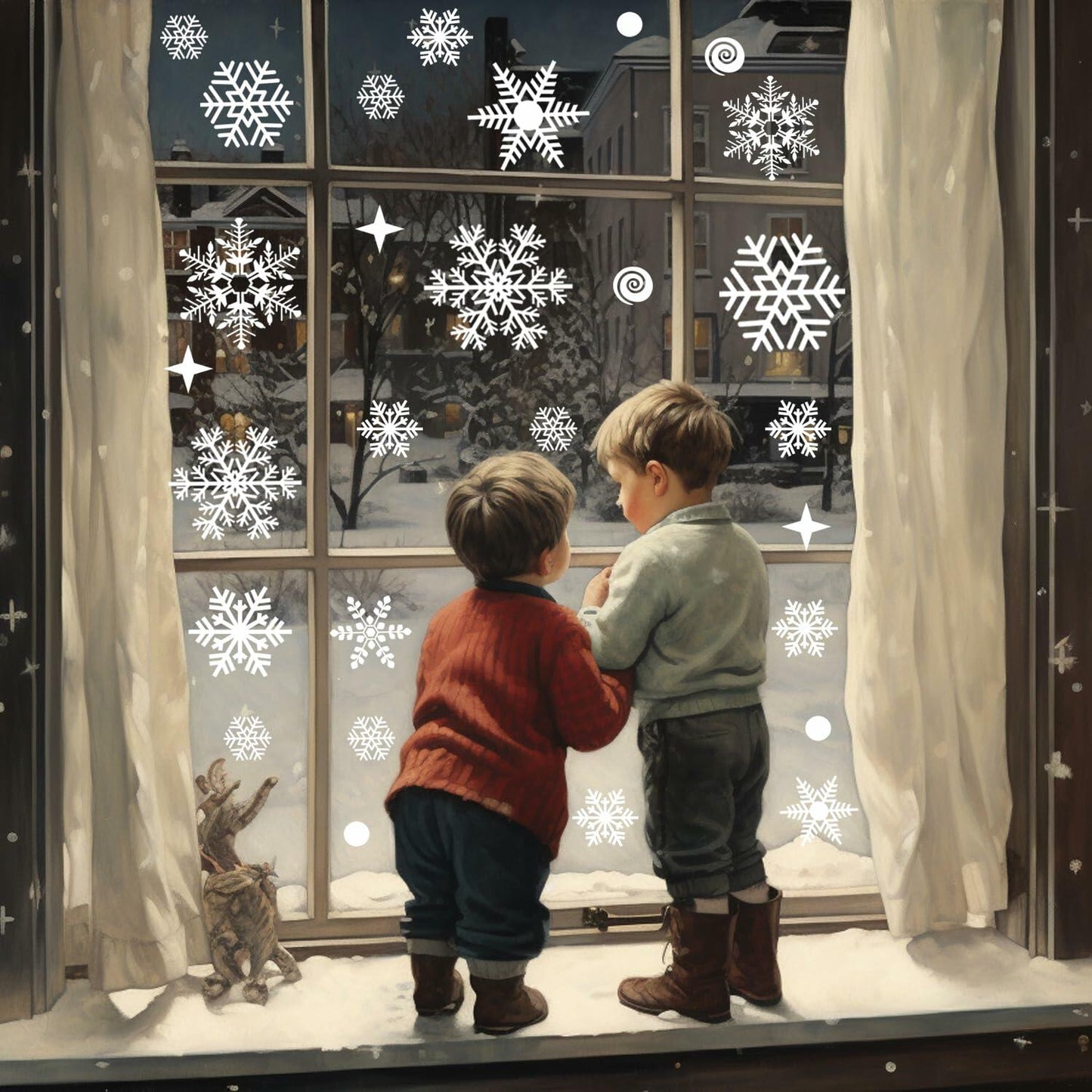 Uorybwanai 138Pcs Christmas Window Stickers Snowflakes Xmas Decals White