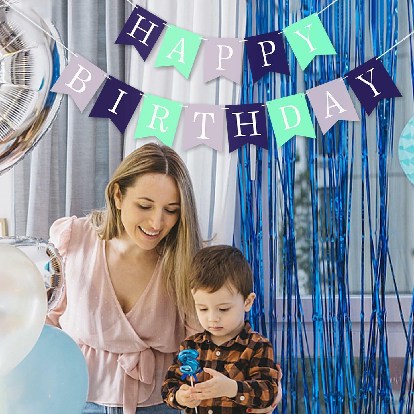 Imtively Happy Birthday Banner Purplish Paper Party Decoration