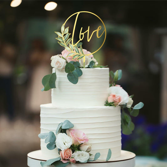 Party to Be Love Wedding Cake Topper Gold Acrylic Love 01 Design 02