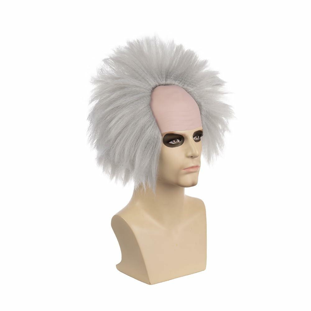 MUPUL Old Man Bald Grey Hair Wig Men Adults Cosplay Halloween Classic Style