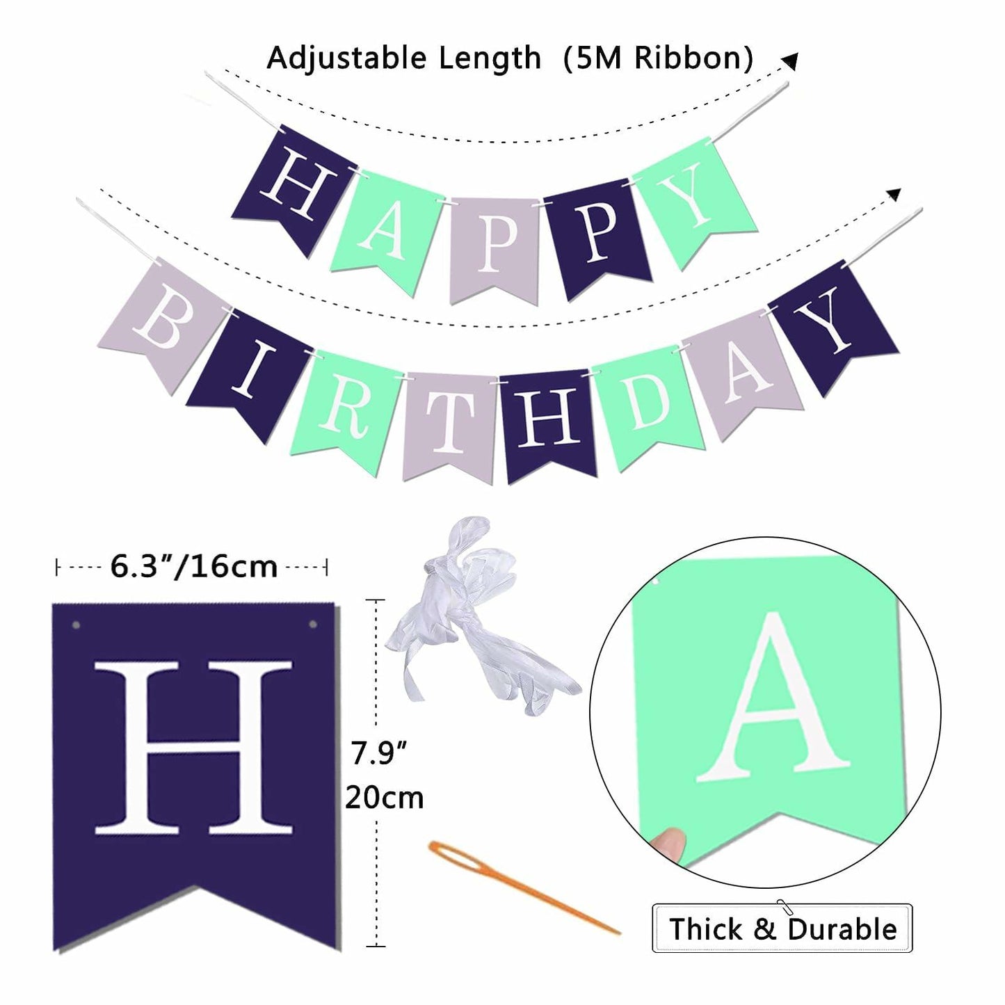 Imtively Happy Birthday Banner Purplish Paper Party Decoration