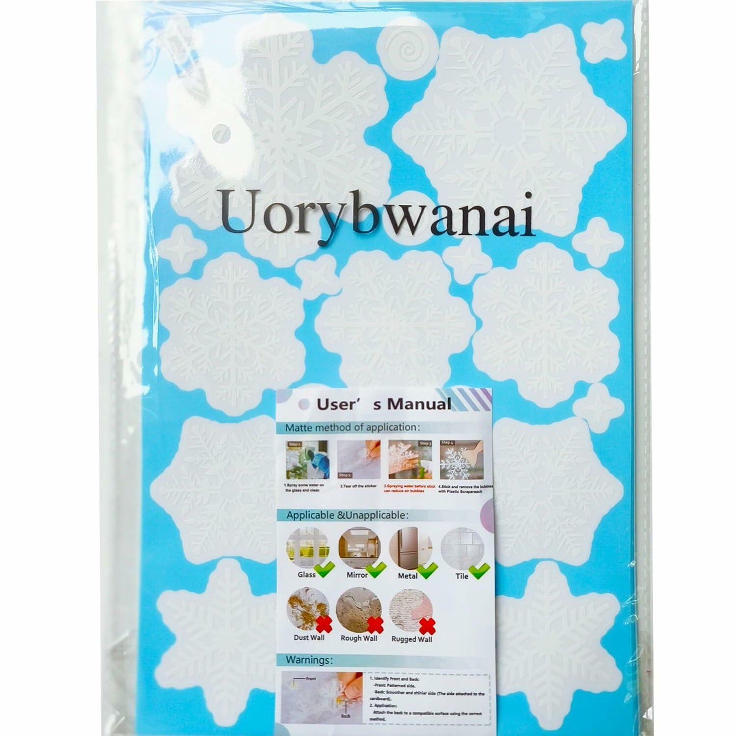 Uorybwanai 138Pcs Christmas Window Stickers Snowflakes Xmas Decals White