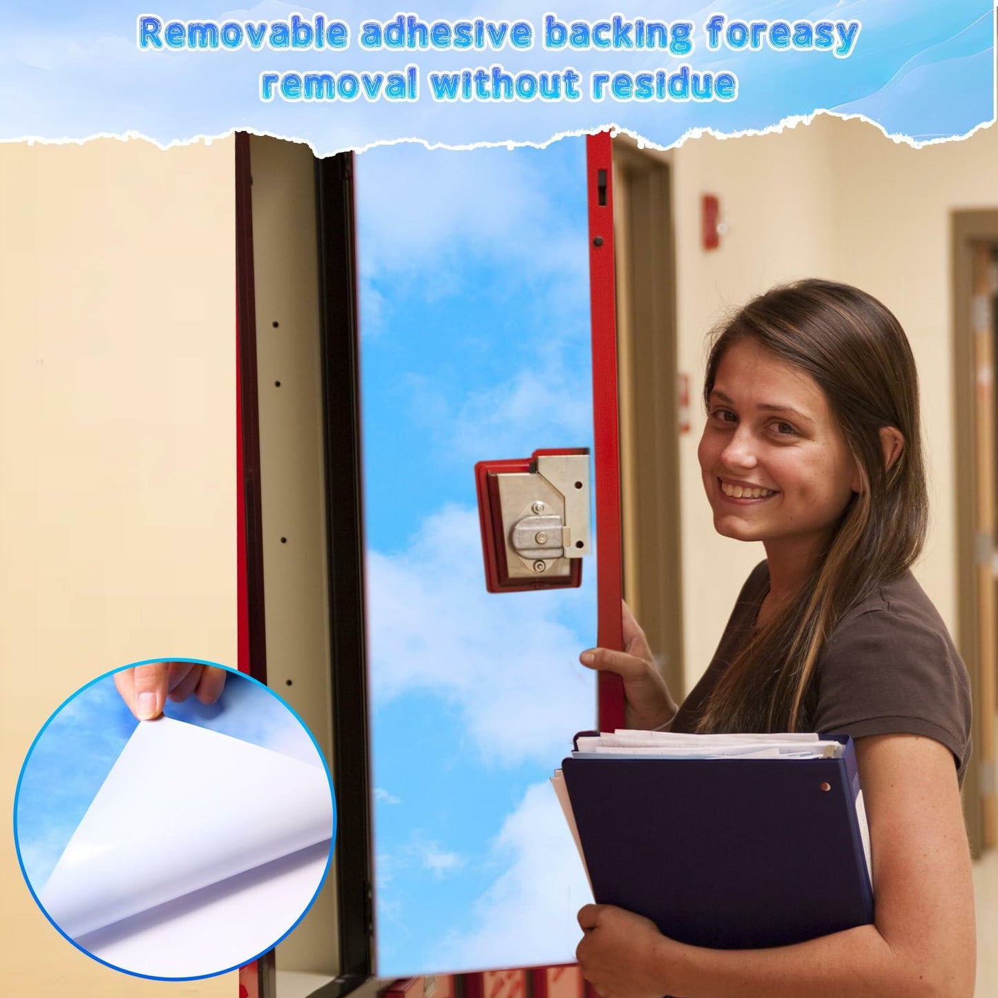 Ninehaoou School Locker Wallpaper 12x36in 4pcs Sunset Sky Clouds Fresh Color