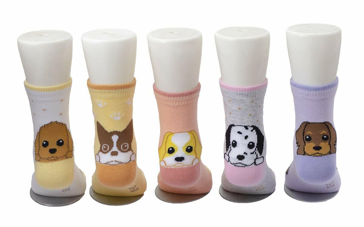 Maiwa Doggie Girls Cotton Socks 5 Pack Animal Print Mid-Calf Size 13-16