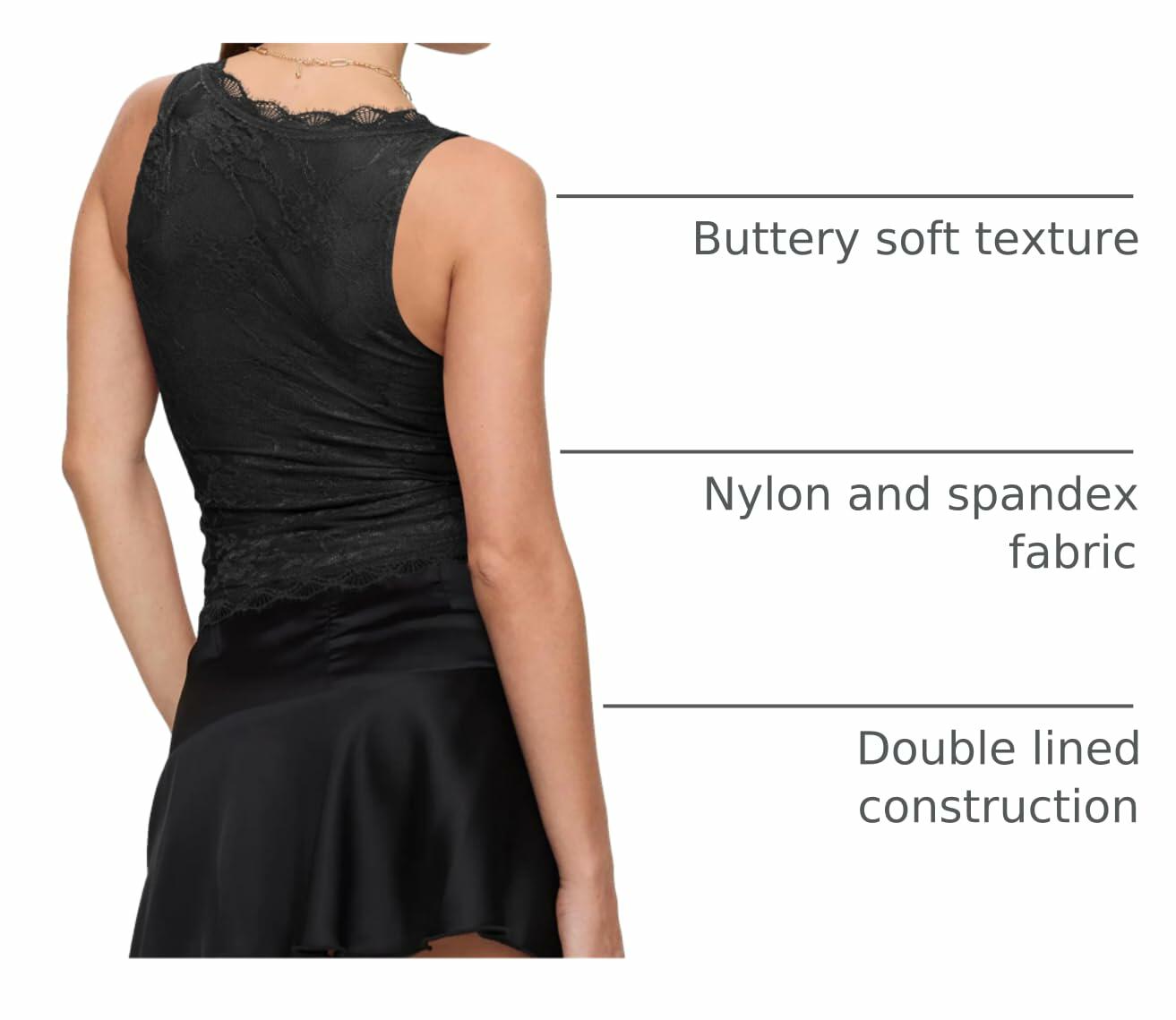 SAUNGKUAI Women's Sexy V Neck Sleeveless Lace Floral Top NavyBlue Size XXL