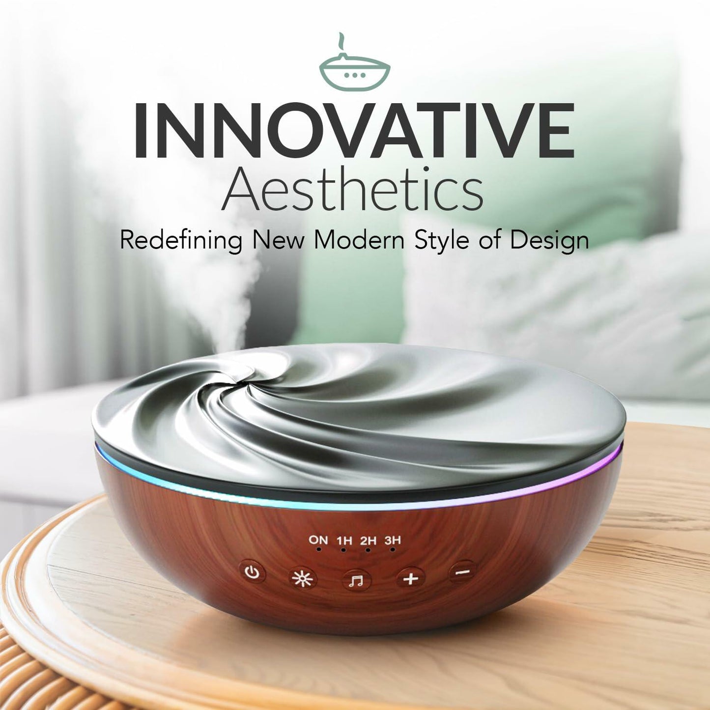 GRATIA NATURALS Aromatherapy Essential Oil Diffuser 500ml Oak Ultrasonic Mist