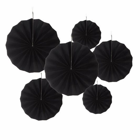 MOWO Black Green Paper Fans Jungle Tropical Party Decoration 12pc