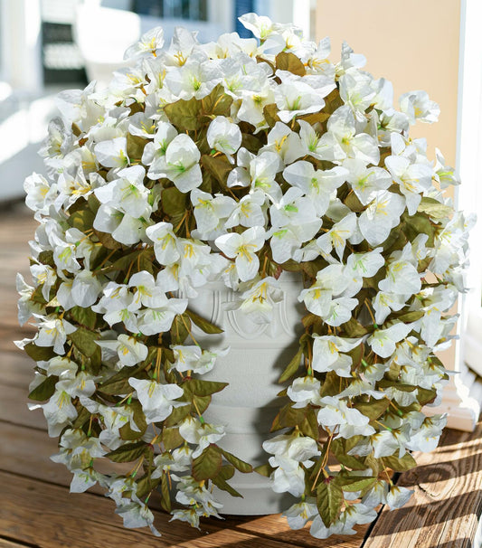 INSPRING Bougainvillea Artificial Flowers 2 pcs White UV Resistant Silk Vines
