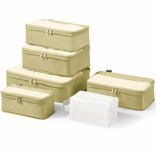 SOARSAIL 6 Set Compression Packing Cubes Travel Luggage Organizer Yellow