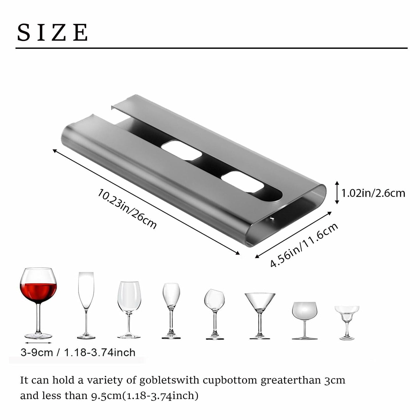 Vaisoeny 4Pack Wine Glass Holder Under Cabinet Stemware Rack Grey