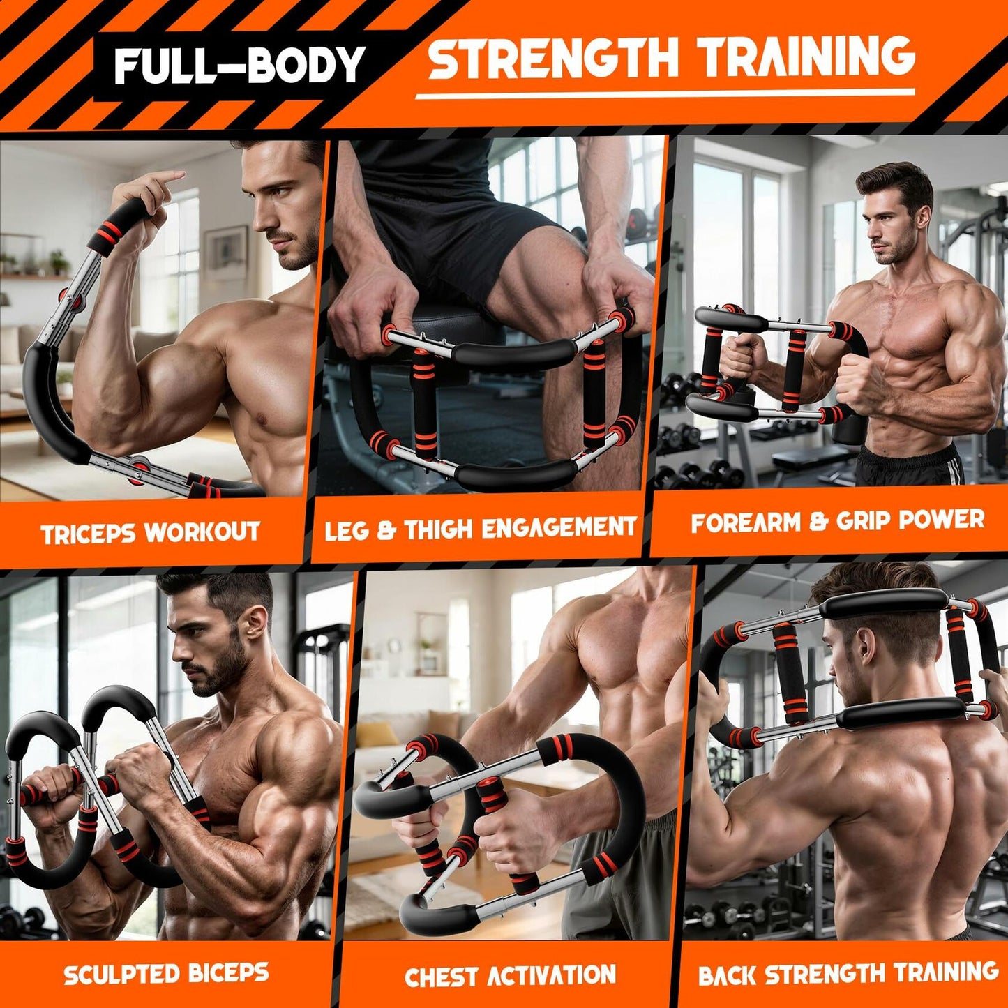 ORAODA Twister Arm Trainer Men Adjustable 3-Level Resistance 60-130 lbs Orange