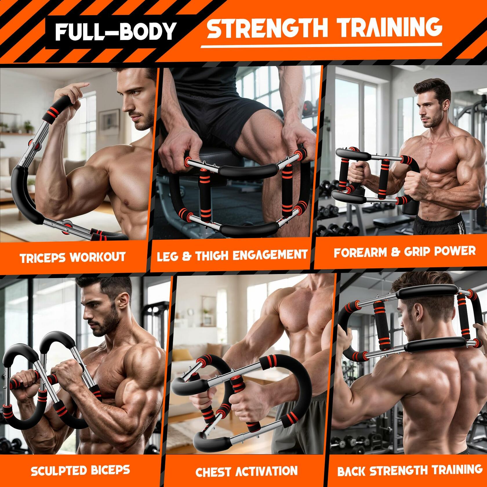 ORAODA Twister Arm Trainer Men Adjustable 3-Level Resistance 60-130 lbs Orange