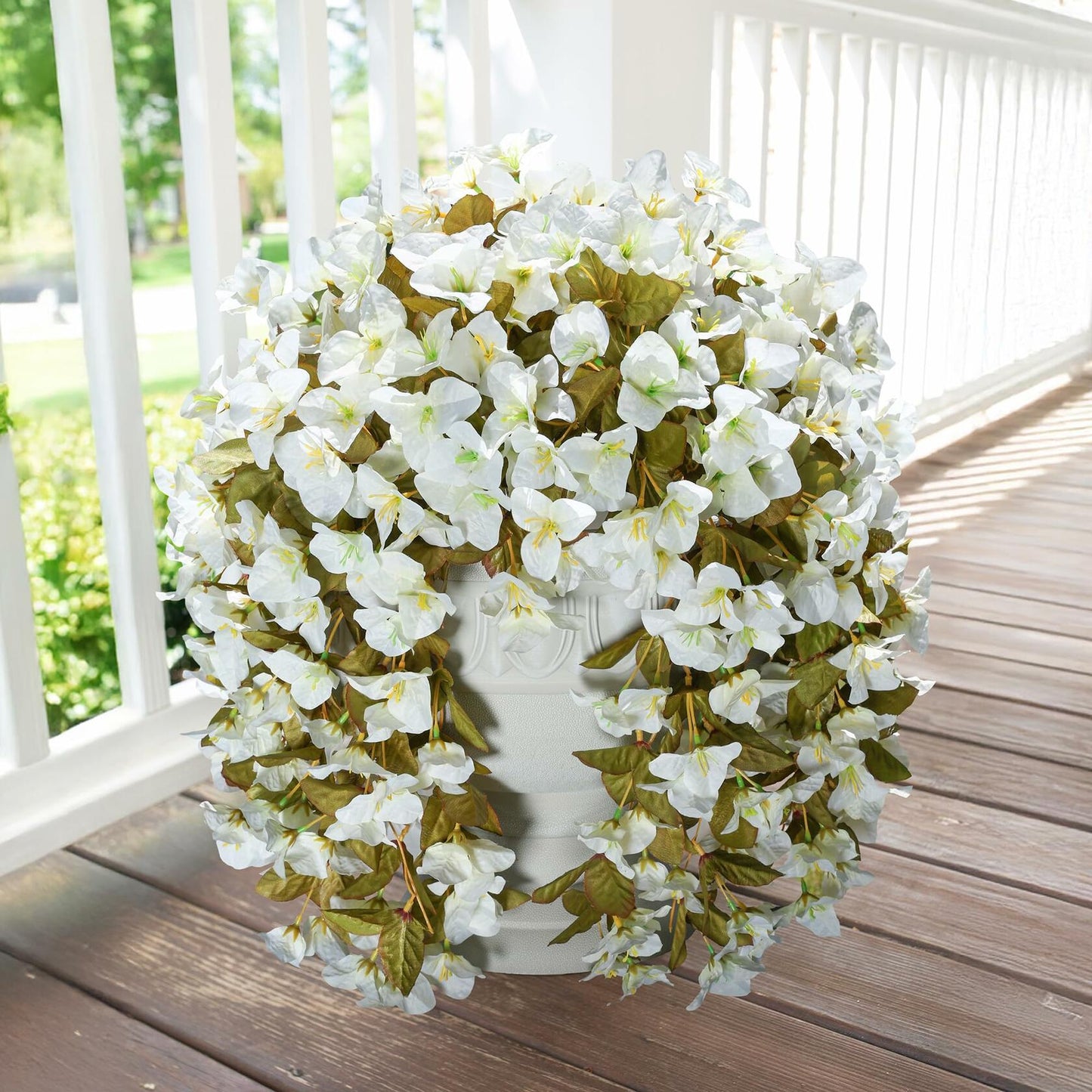 INSPRING Bougainvillea Artificial Flowers 2 pcs White UV Resistant Silk Vines