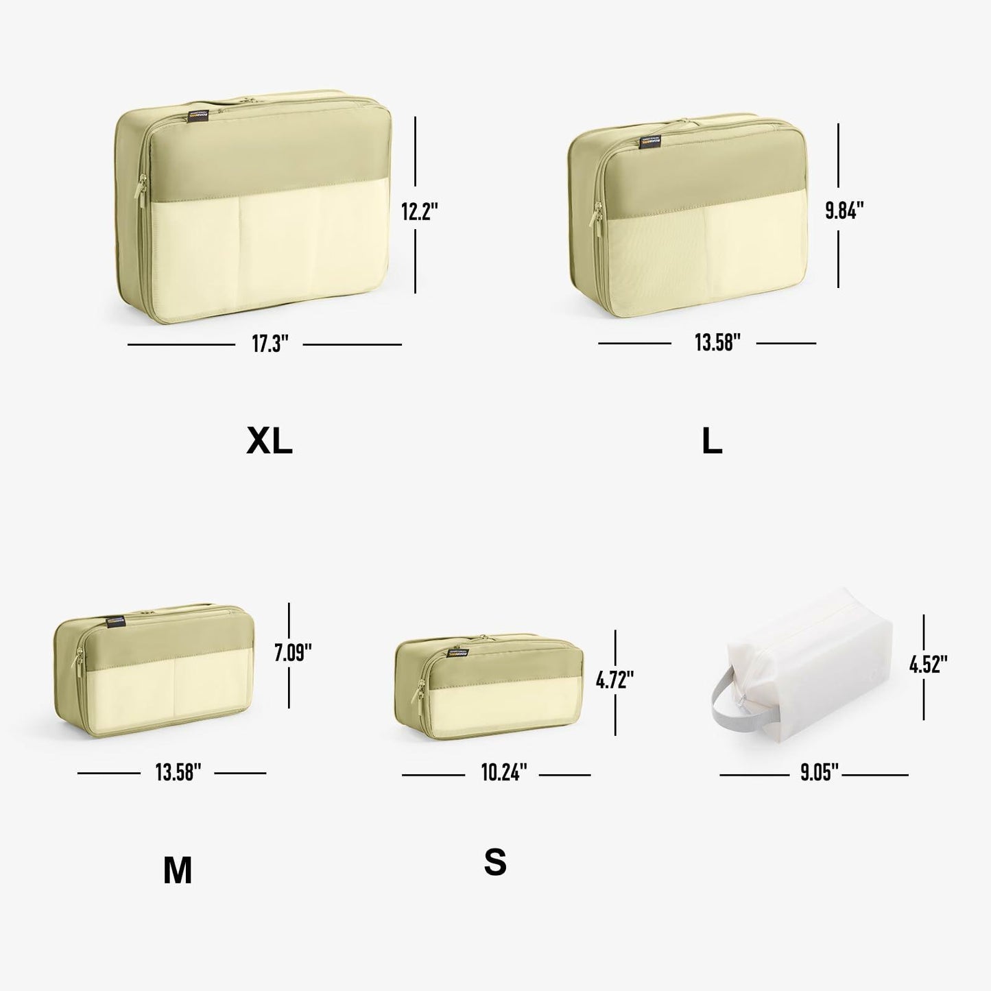 SOARSAIL 6 Set Compression Packing Cubes Travel Luggage Organizer Yellow