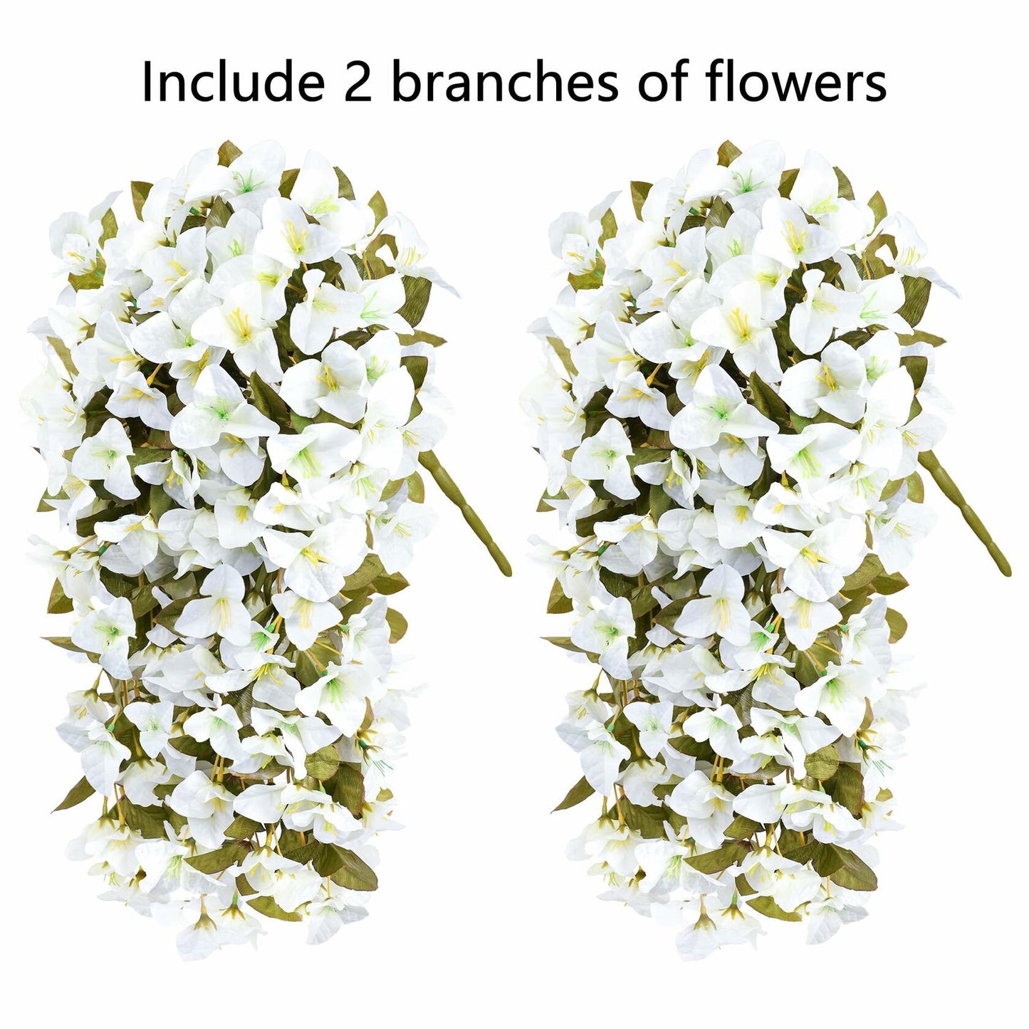 INSPRING Bougainvillea Artificial Flowers 2 pcs White UV Resistant Silk Vines