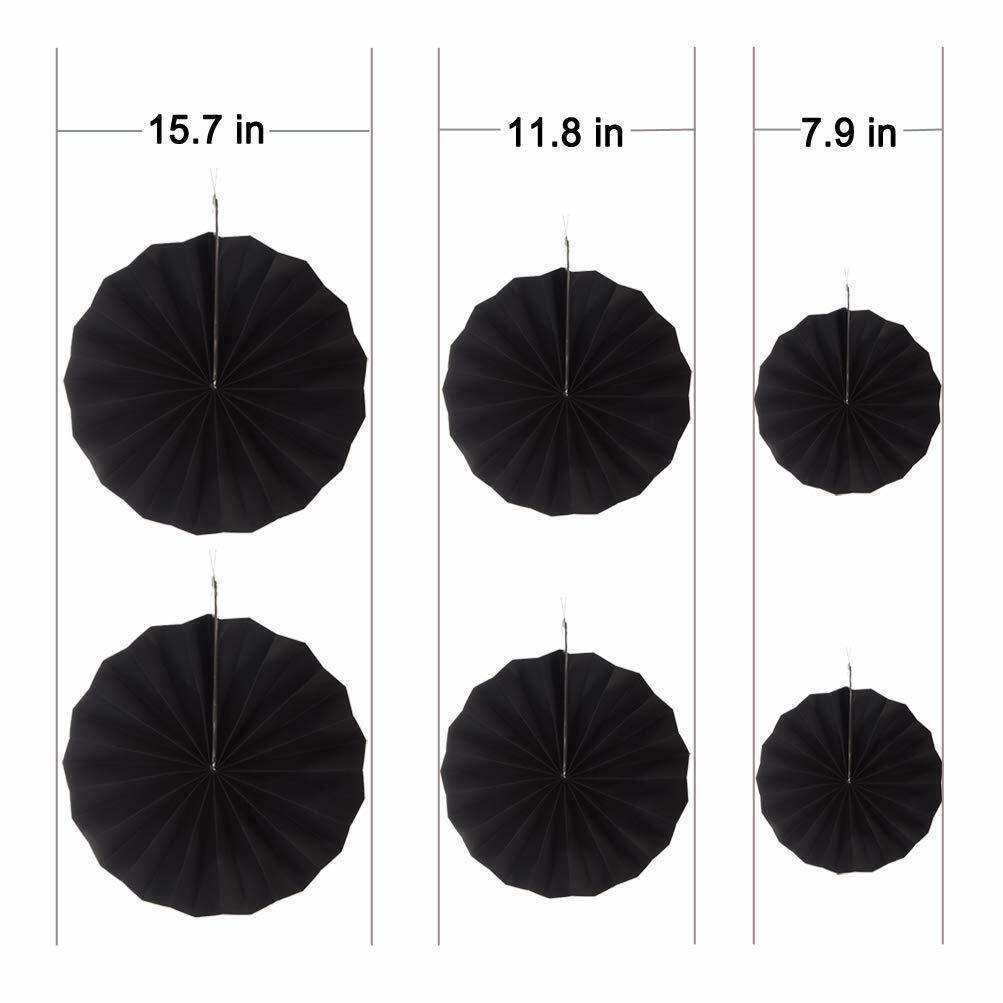 MOWO Black Green Paper Fans Jungle Tropical Party Decoration 12pc