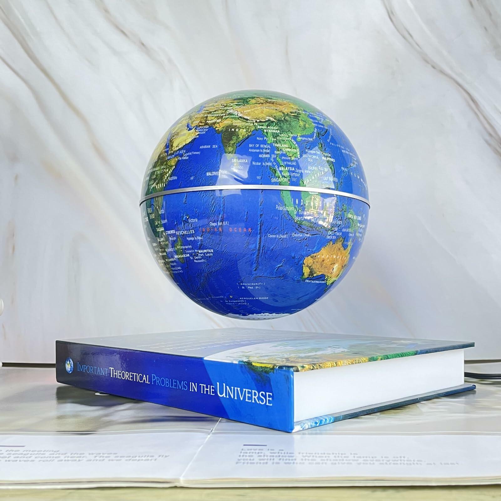 Vital A VITAL Air Floating Illuminated Magnetic Globe Blue Metal