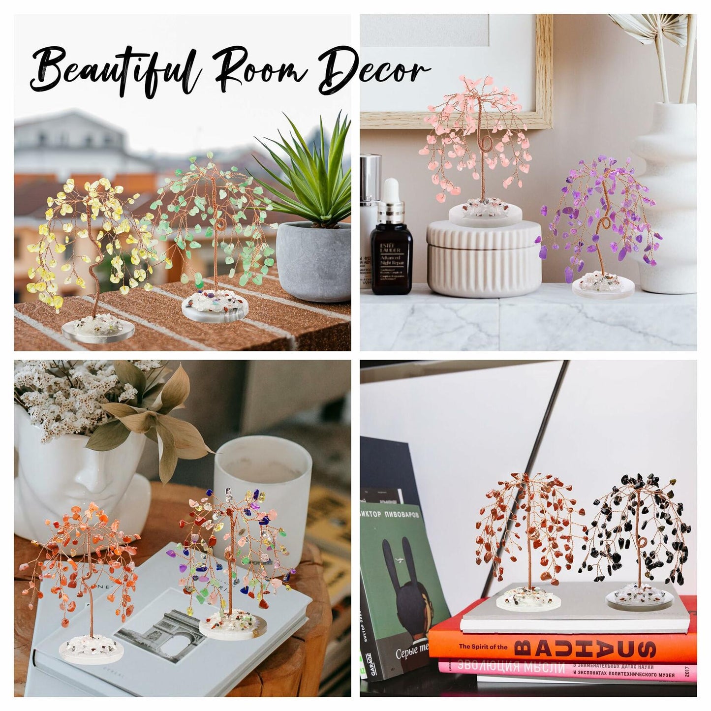 ZHIYUXI Amethyst Crystal Tree Purple Home Office Decor Lucky Gemstone