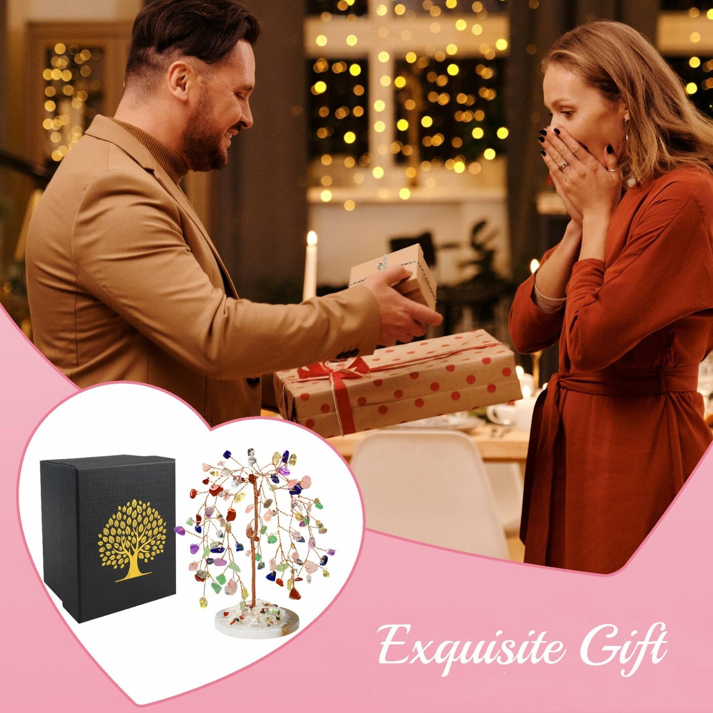 ZHIYUXI Amethyst Crystal Tree Purple Home Office Decor Lucky Gemstone