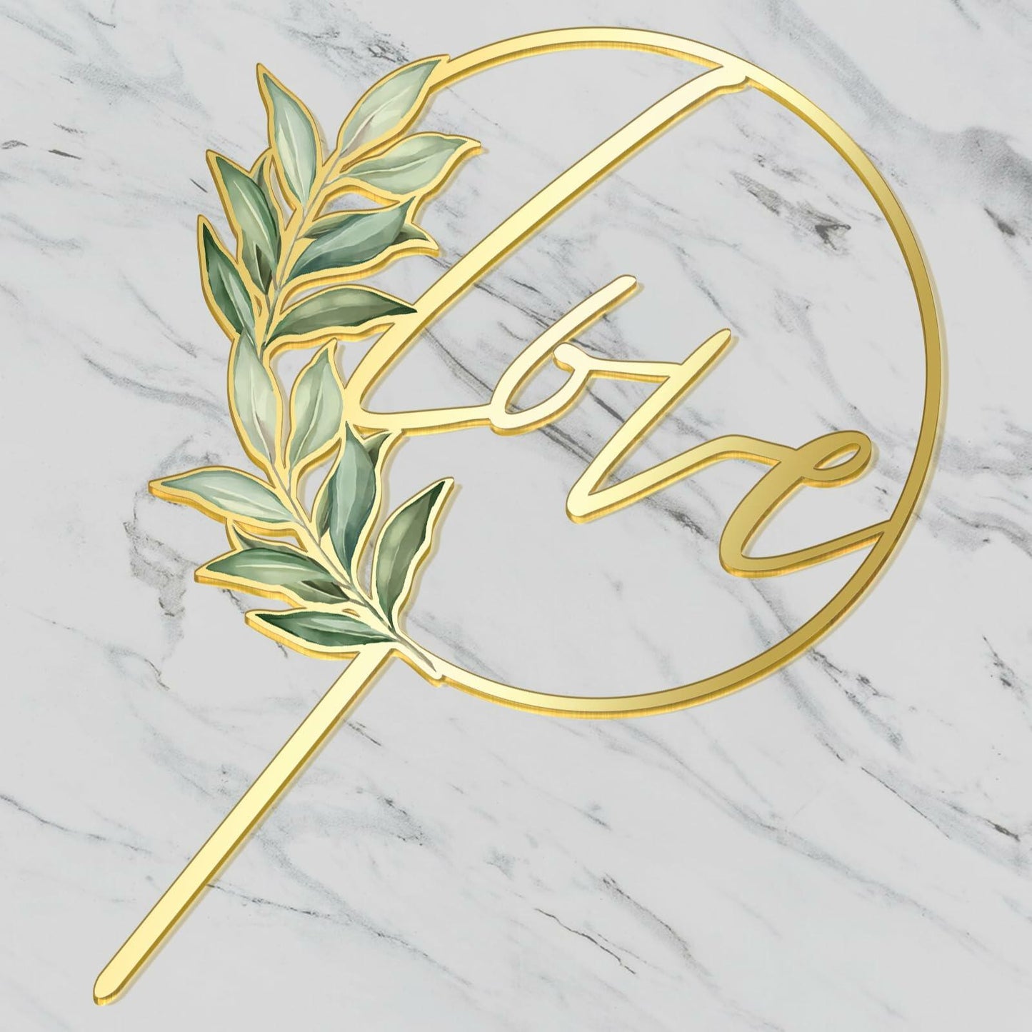 Party to Be Love Wedding Cake Topper Gold Acrylic Love 01 Design 02