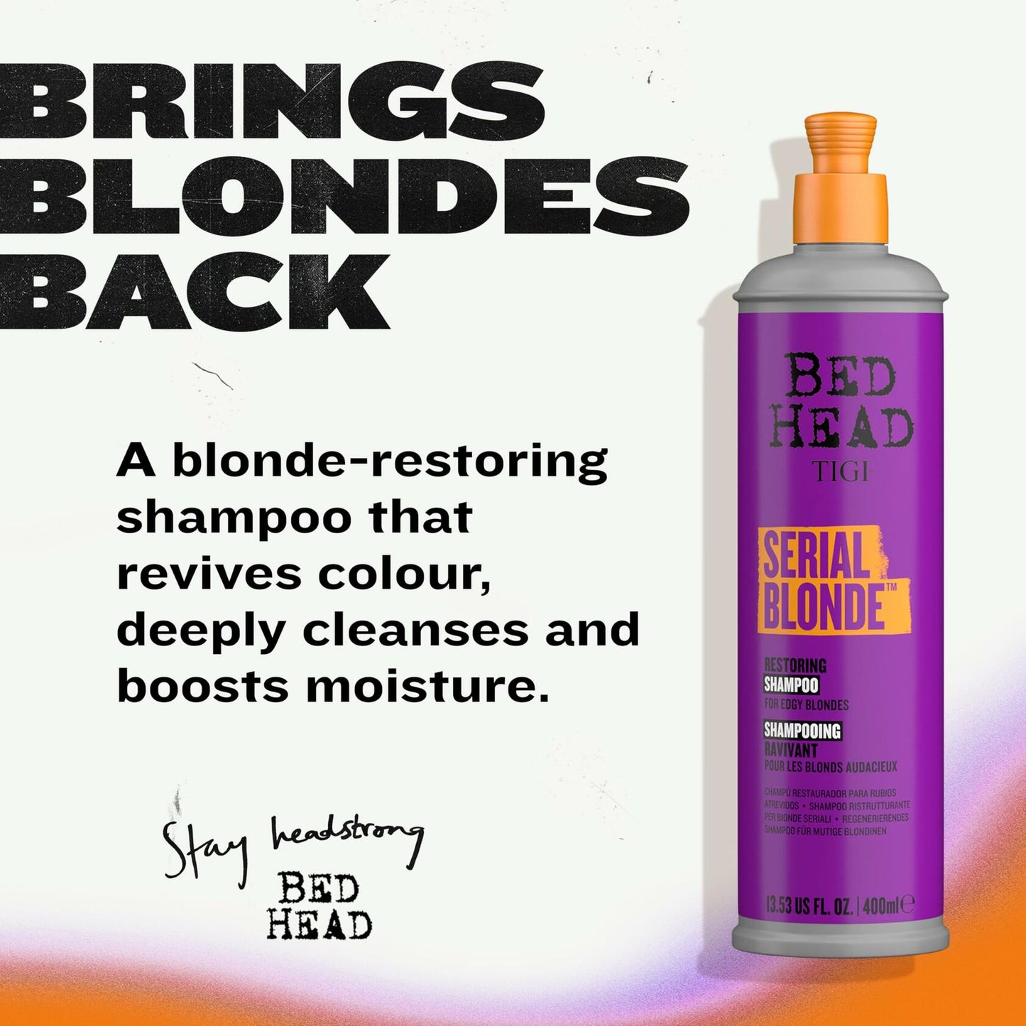 TIGI Bed Head Serial Blonde Restoring Shampoo Hydrolyzed Keratin 20.29oz