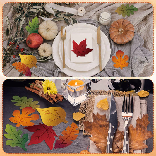 HunnmingRe 240 Pcs Felt Fall Leaves Set Multicolor DIY Autumn Decoration