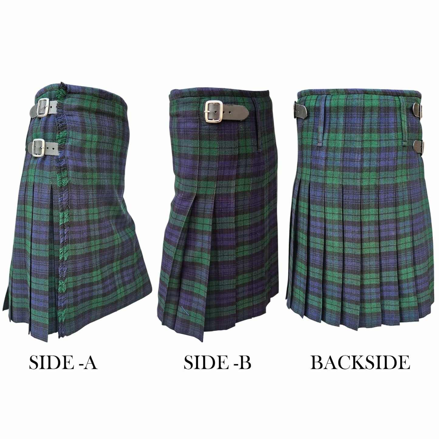 HAAUR TRADERS Men's Scottish Tartan Kilt Black Watch Leather Straps Size 36