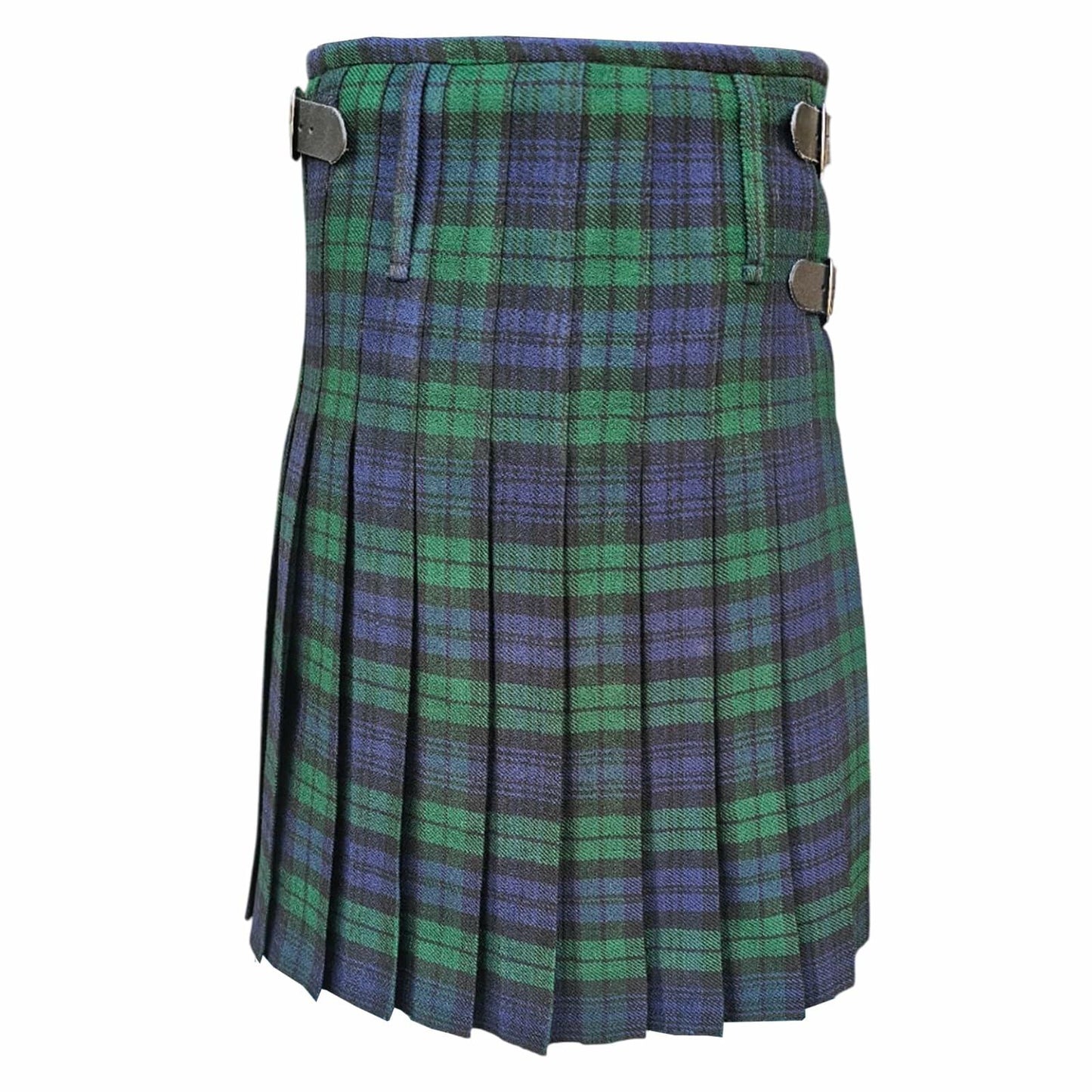 HAAUR TRADERS Men's Scottish Tartan Kilt Black Watch Leather Straps Size 36