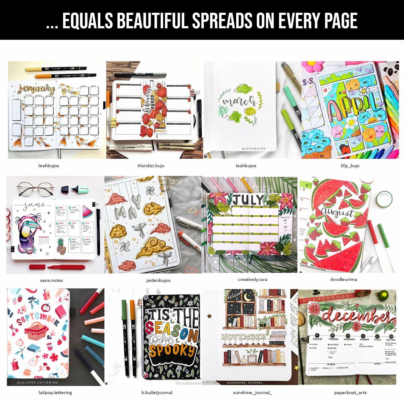 Bullet Dotted Journal A5 Dot Grid Notebook Hard Cover 120gsm Thick Paper