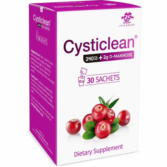 BestBy07/27 Cysticlean 240mg PAC + D-Mannose 2g 30 Packets Urinary Health