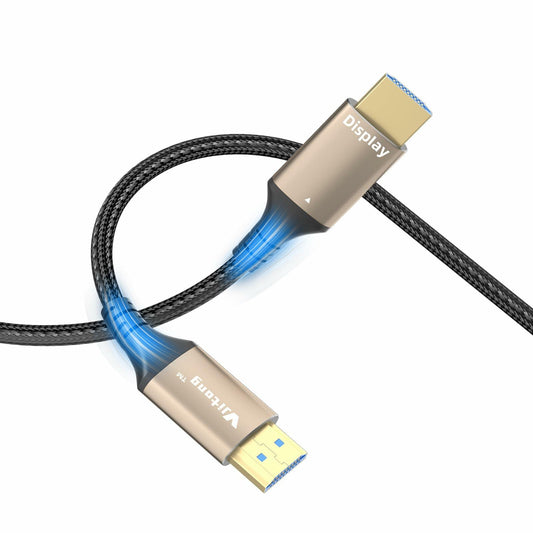 VJitong HDMI Fibre Optic Cable 25FT Ultra High-Speed HDMI 2.1 Gold