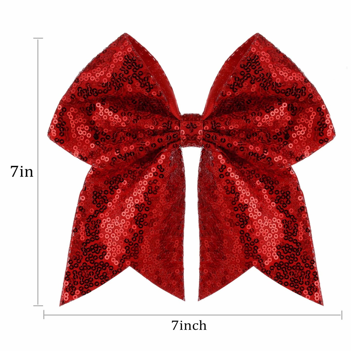ZOLYCO Large 7" Glitter Cheer Bows Clips Hair Accessories Red 1Pcs