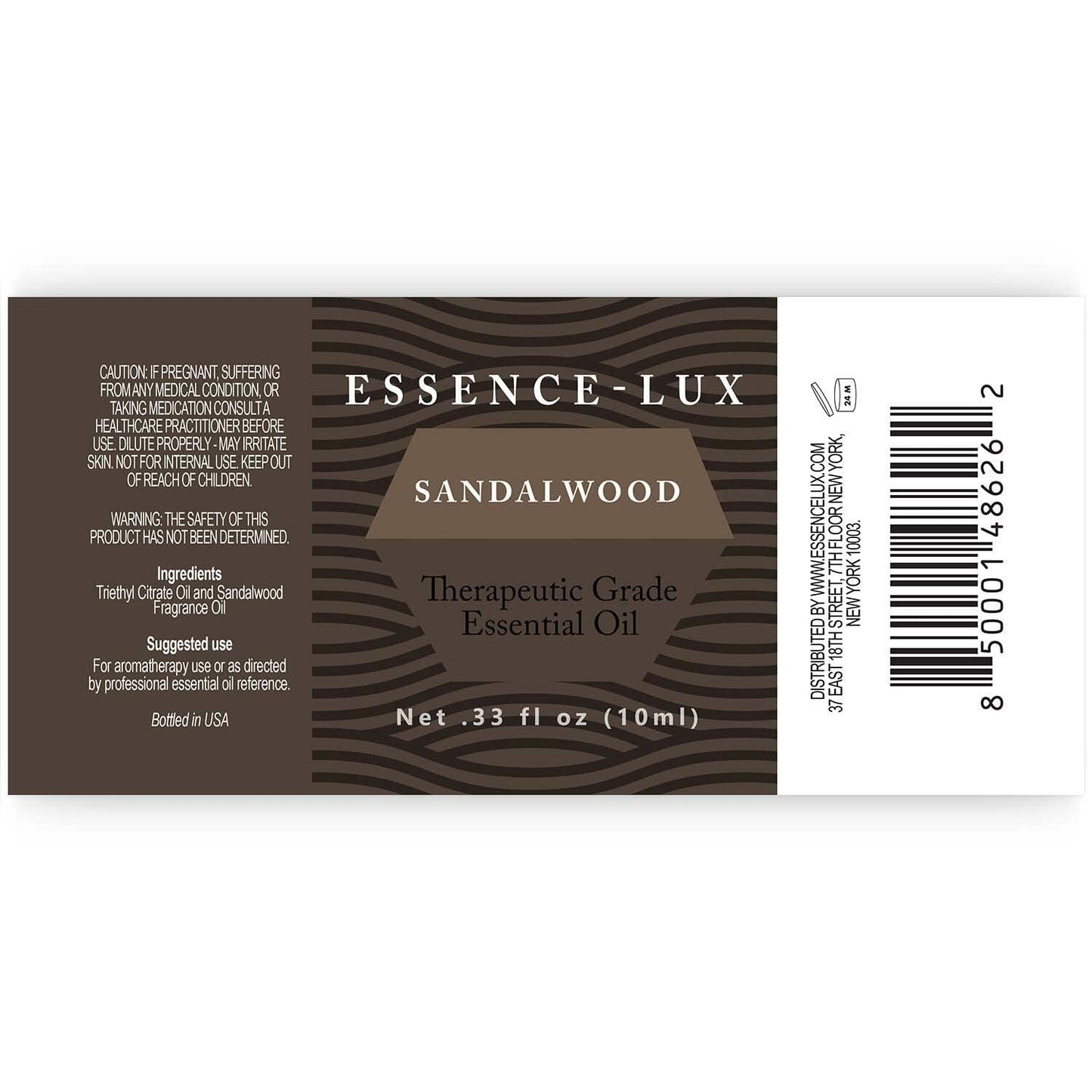 Essence-Lux Sandalwood Essential Oil 10ml 0.33oz Aromatherapy Dropper