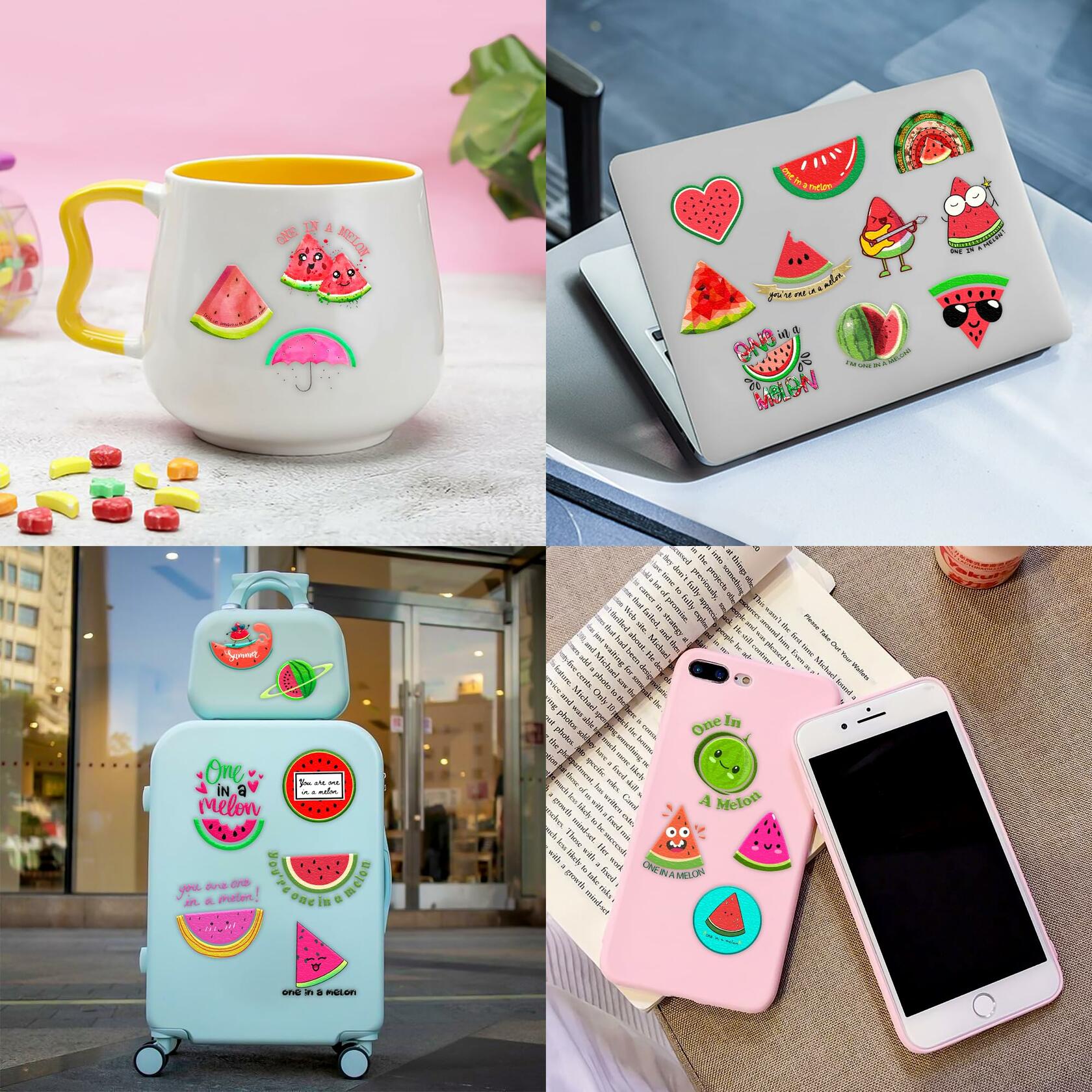 MeoIsDaBest Melon Pre-Cut Temporary Tattoos 96PCS Watermelon Green