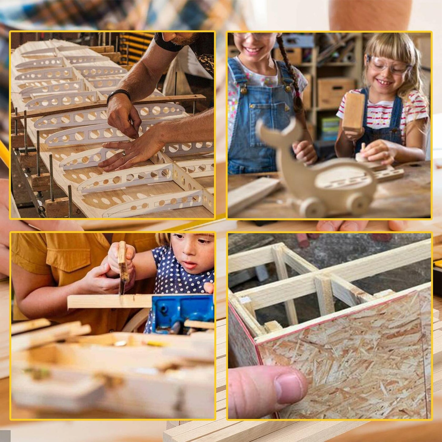 240PCS Wood Square Dowel Rods 1/8"x1/8"x12" Balsa Wood Sticks for Crafts