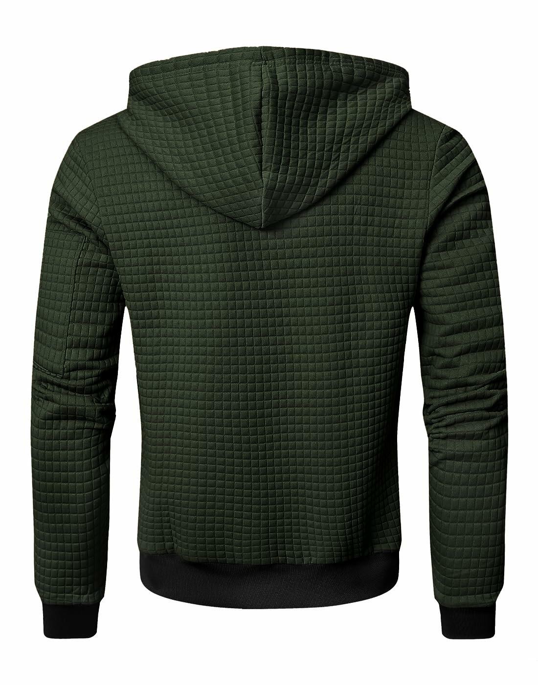 SAVKOOV Mens Lightweight Full Zip Hoodie Jacket Armygreen Size M