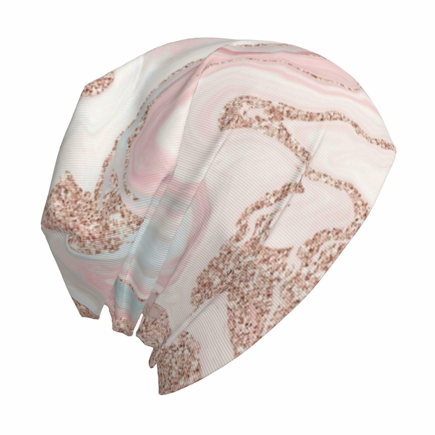 NoUtat Rose Gold Glitter Coral Gray Pastel Marble Slouchy Beanie Hat Unisex
